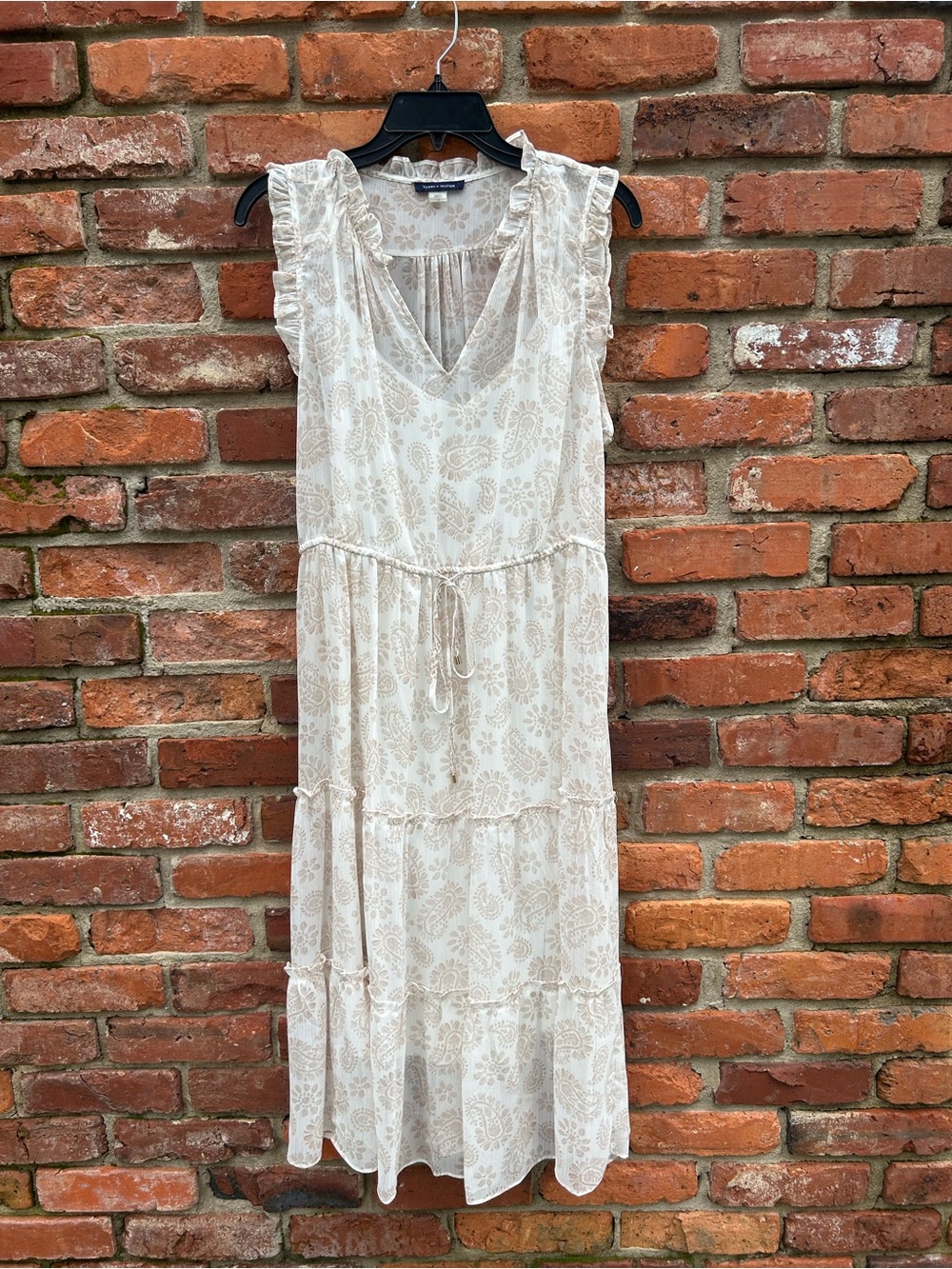 Tommy Hilfiger NWT Boho Tiered Maxi Dress in Cream Paisley Size 12
